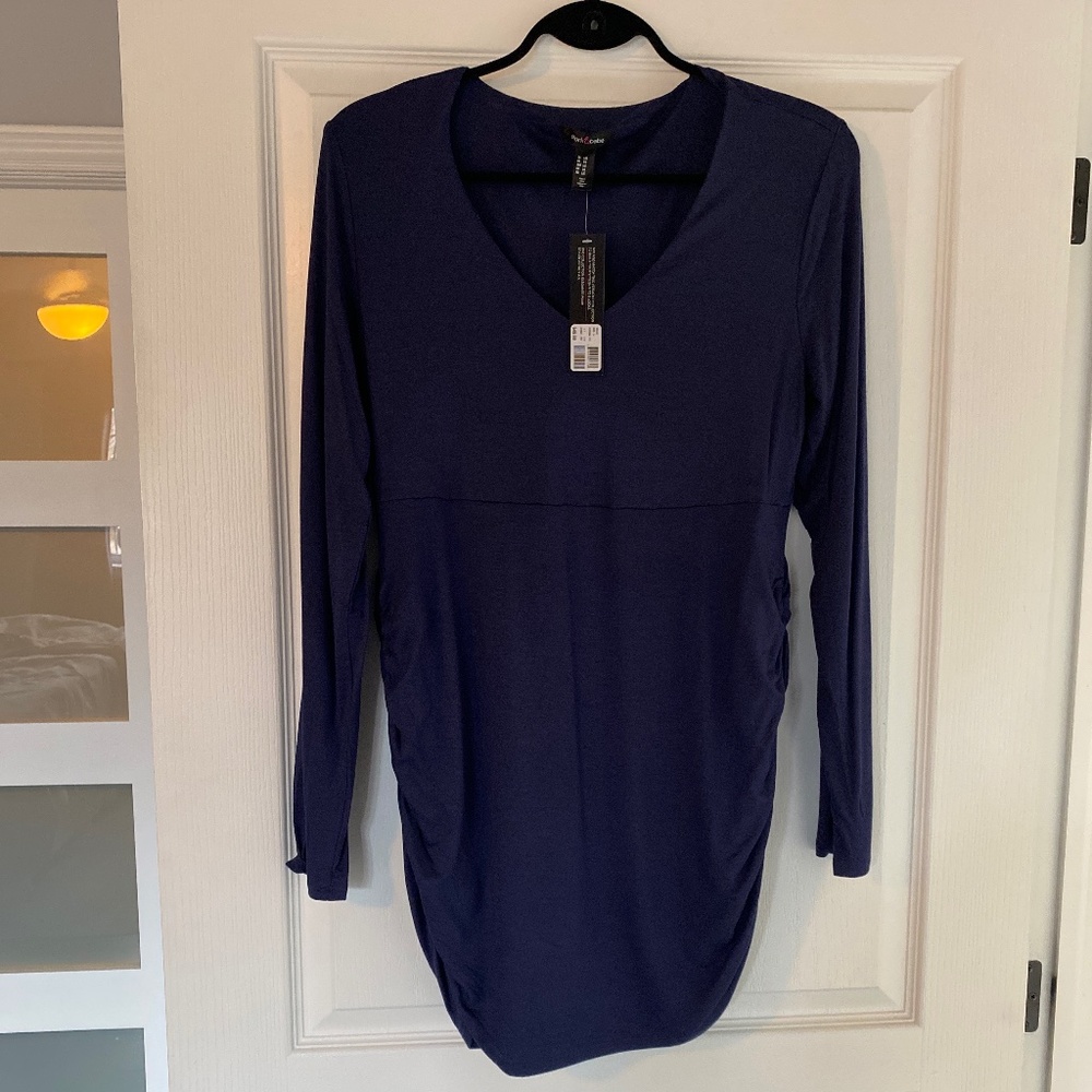 Long fitted MATERNITY Stork and Babe shirt in purple